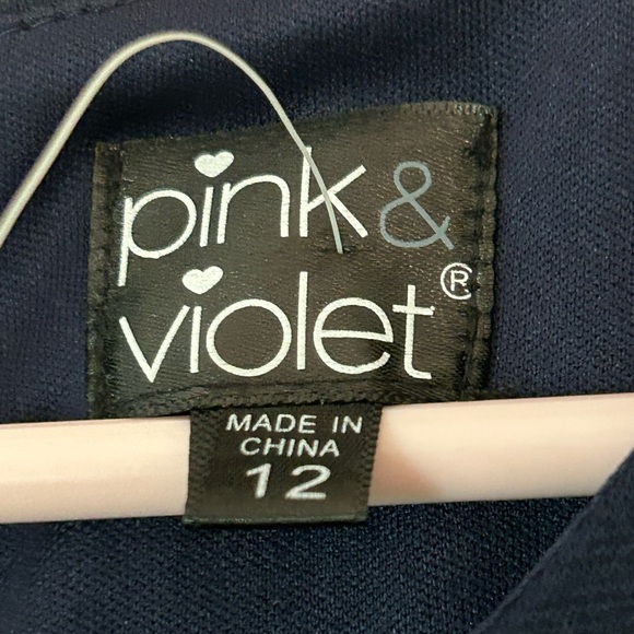 Pink & Violet Girls Sz 12 Navy Blue w/Pink Flowers Party Dress. Fluffy Tulle. - Picture 3 of 10